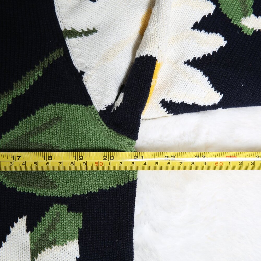 Vintage 1990s JONES NEW YORK 100% Cotton Graphic Daisy Sweater - Picture 11 of 13